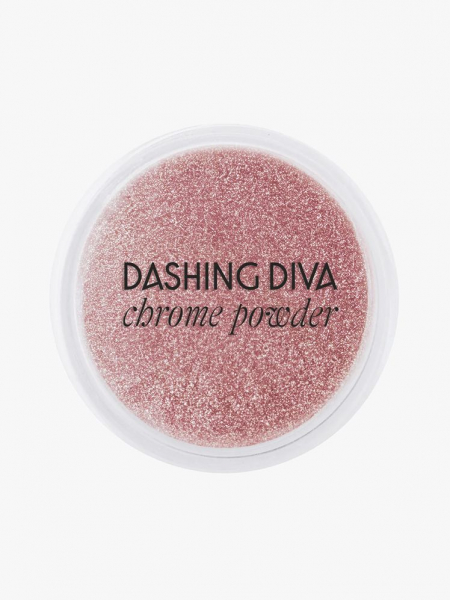 Rose gold shimmery powder in a clear, round container. 
