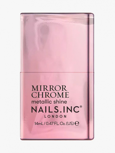 Pink chromatic bottle of nail polish. 