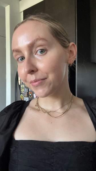 Allure associate beauty director Sarah Kinonen before applying the Milk Makeup Sculpt Cream Contour Stick