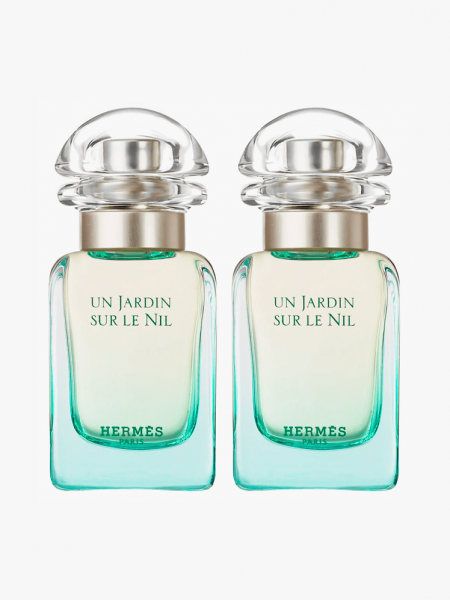 Hermès Un Jardin sur le Nil - Eau de Toilette Duo Set in branded components on al ight gray background