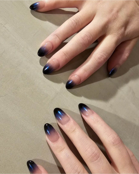 chrome ombre french tips by sarah chue