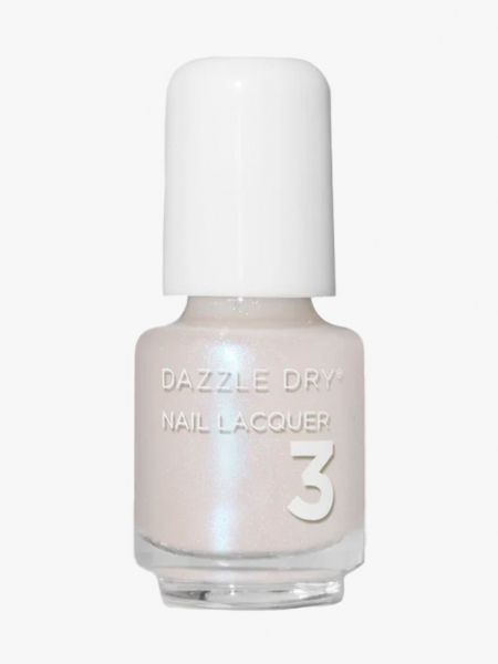 Pearly white chromatic nail polish in a small bottle with a white cap. 